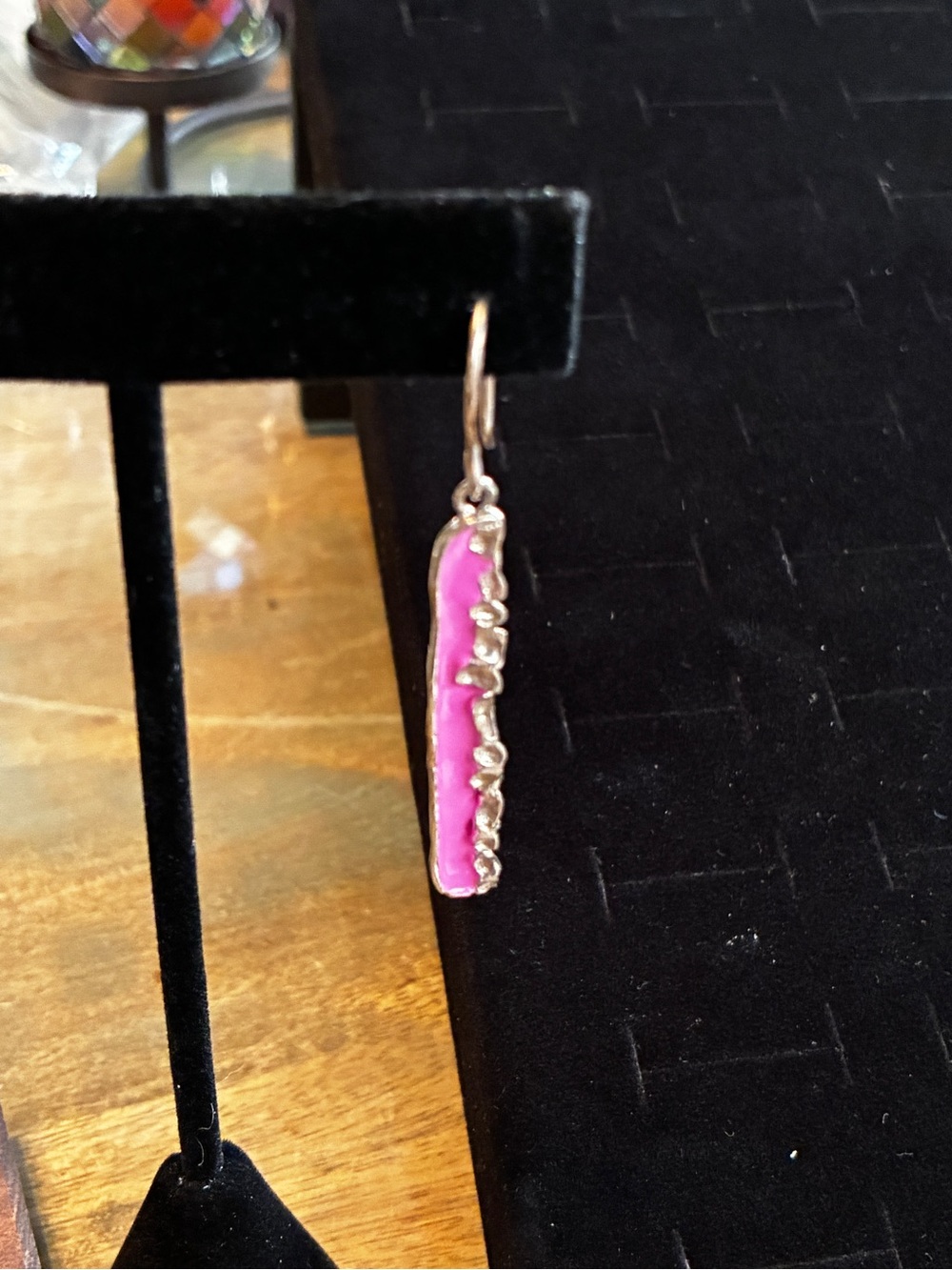 Silpada Pink Druzy Bar Drop Earrings .